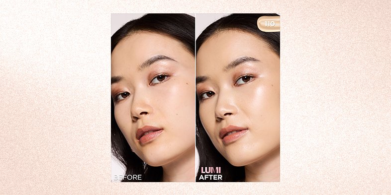 Before and after of woman with a natural makeup look